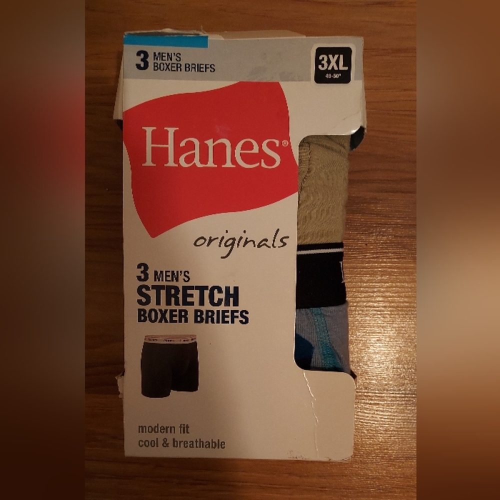 Hanes Originals Mens Stretch Boxer Briefs 3 Pack Size 3XL